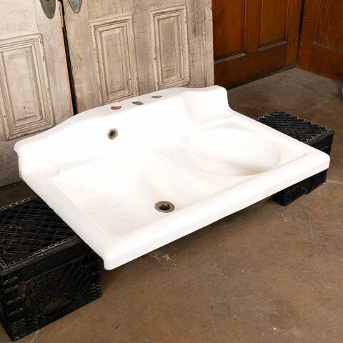 #48573 Antique Cast Iron Porcelain Enameled Sink image 8