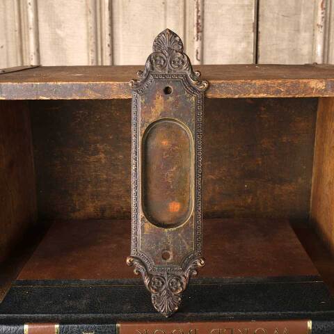 #48610 Antique Bronze Pocket Door Pull Hardware image 2