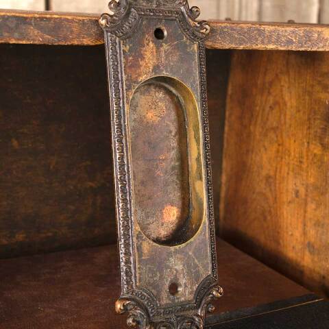 #48610 Antique Bronze Pocket Door Pull Hardware image 4