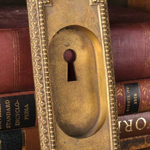 #48611 Antique Brass Pocket Door Pull Hardware image 3