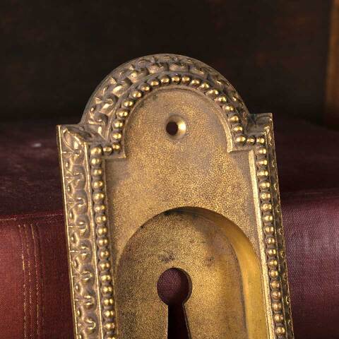 #48611 Antique Brass Pocket Door Pull Hardware image 4