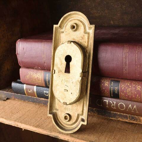 #48611 Antique Brass Pocket Door Pull Hardware image 6