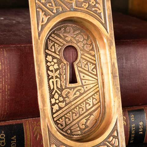 #48612 Antique Corbin Pocket Door Pull Hardware image 4