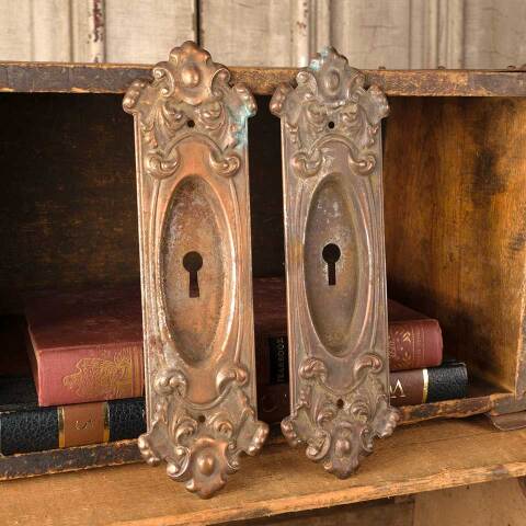 #48613 Antique Ornate Metal Pocket Door Pulls image 3