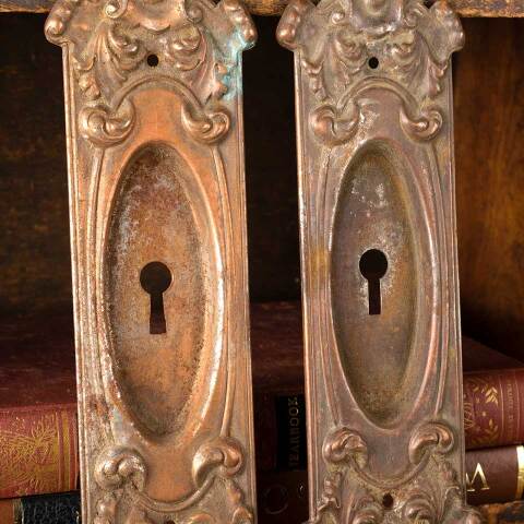 #48613 Antique Ornate Metal Pocket Door Pulls image 5