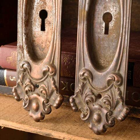 #48613 Antique Ornate Metal Pocket Door Pulls image 6