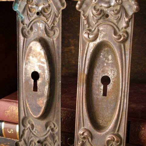 #48613 Antique Ornate Metal Pocket Door Pulls image 7