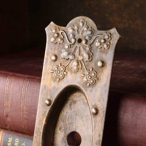 #48615 Antique Brass Pocket Door Pull Hardware image 3