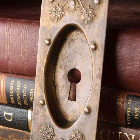 #48615 Antique Brass Pocket Door Pull Hardware image 4