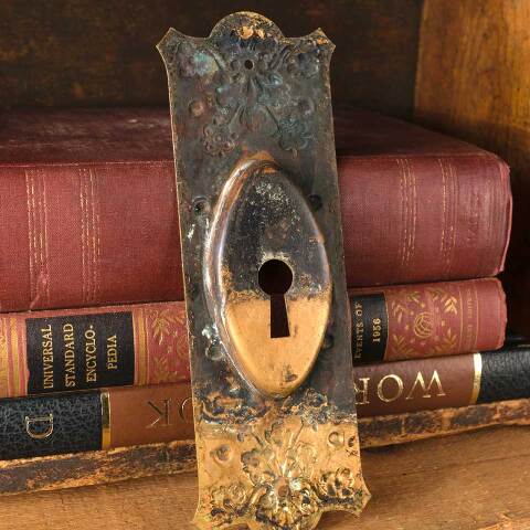 #48615 Antique Brass Pocket Door Pull Hardware image 5