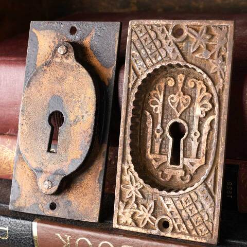 #48618 Antique Victorian Pocket Door Hardware Pulls image 5