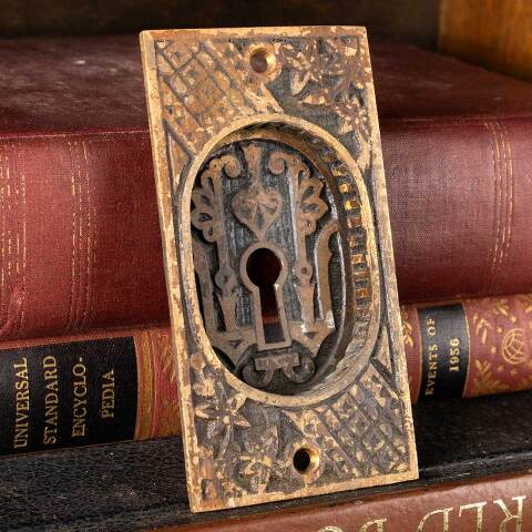 #48620 Antique Victorian Pocket Door Pull Hardware image 2