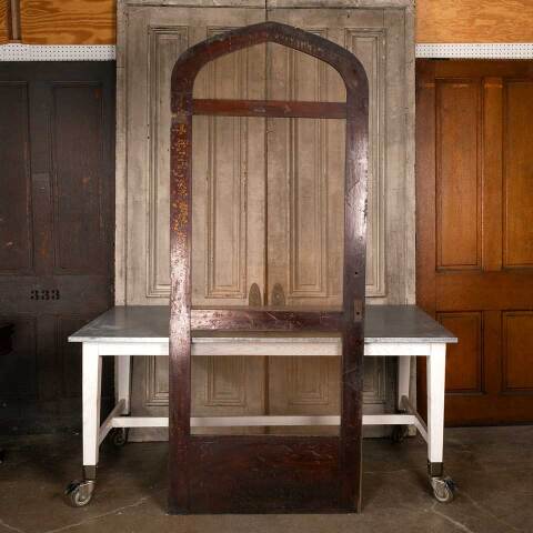 #48677 36x90 Antique Pointed Arch Oak Screen Door image 4