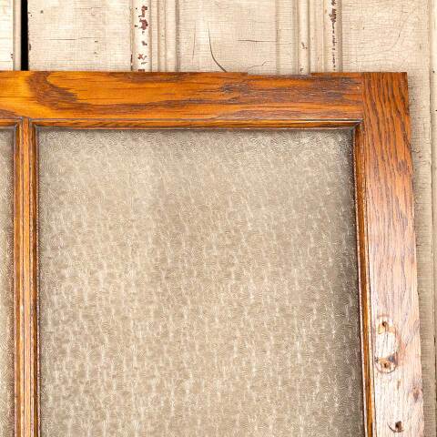 #48698 Antique Privacy Glass Oak Transom Window image 2