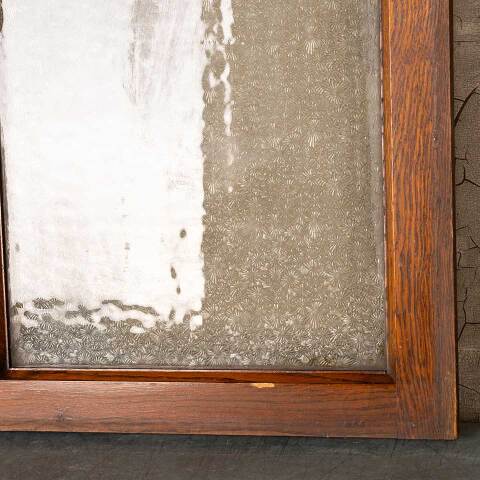 #48698 Antique Privacy Glass Oak Transom Window image 6