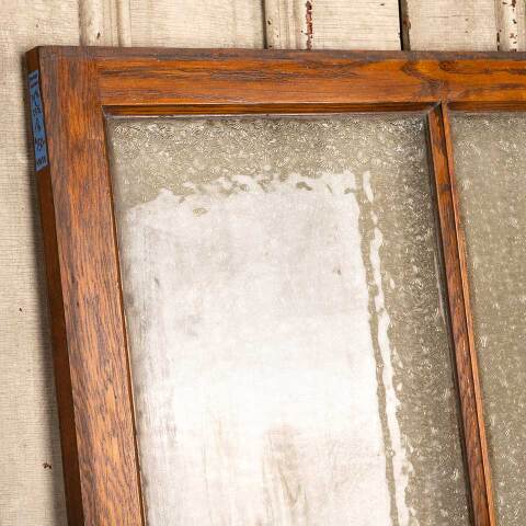 #48698 Antique Privacy Glass Oak Transom Window image 7