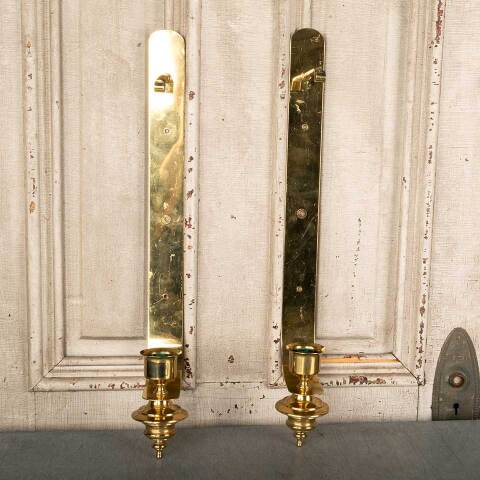 #48789 Pair of Brass Wall Sconce Candle Holders image 6