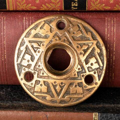 #48796 Antique Ornate Bronze Doorknob Rosette image 2