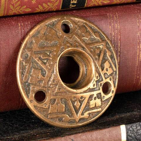 #48796 Antique Ornate Bronze Doorknob Rosette image 3