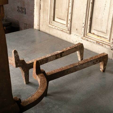 #48848 Arts & Crafts Cast Iron Fireplace Andirons image 6