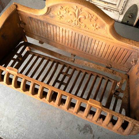 #48849 Antique Cast Iron Fireplace Log Holder Basket image 2