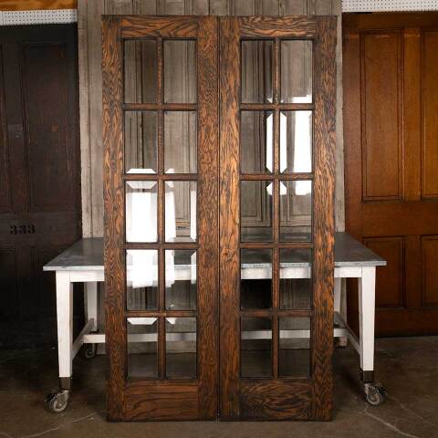 #48854 48x84 Antique Oak 10 Lite French Doors image 4