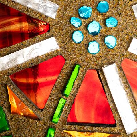 #48870 Vintage Floral Mosaic Stained Glass Window image 2