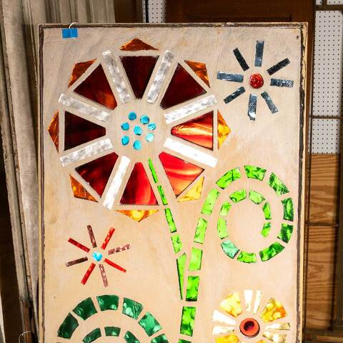 #48870 Vintage Floral Mosaic Stained Glass Window image 8