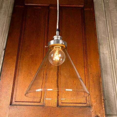 #48874 Salvaged Pendant Light Fixture w/ Glass Shade image 2