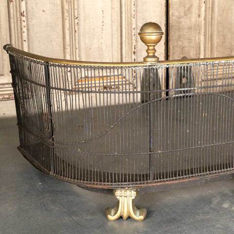 #49039 Antique Brass & Iron Footed Fireplace Fender image 3