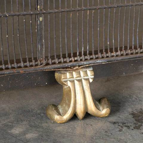 #49039 Antique Brass & Iron Footed Fireplace Fender image 4