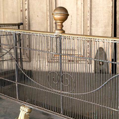 #49039 Antique Brass & Iron Footed Fireplace Fender image 6