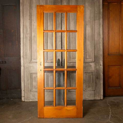 #49110 32x79 Antique 15 Lite Pine French Door image 4