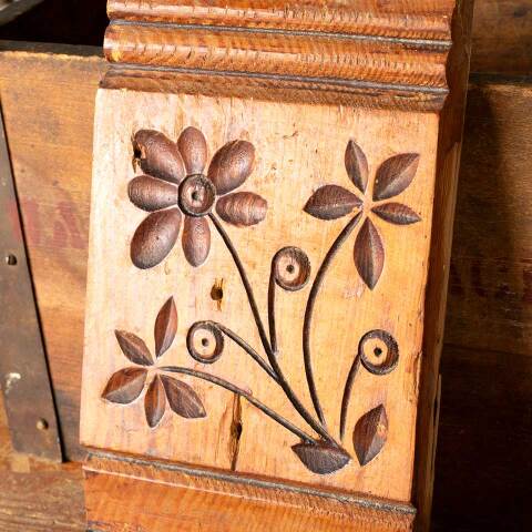 #49152 Antique Carved Wood Rosette Trim Block image 2