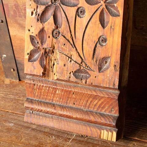 #49152 Antique Carved Wood Rosette Trim Block image 4