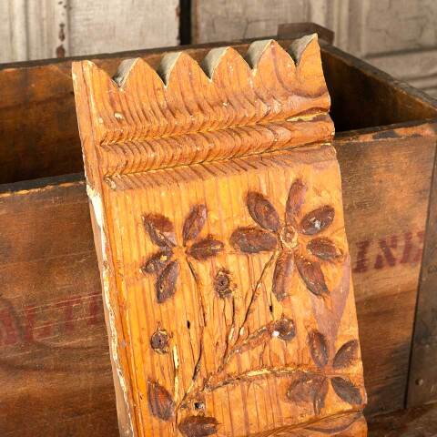 #49153 Antique Carved Wood Rosette Trim Block image 5