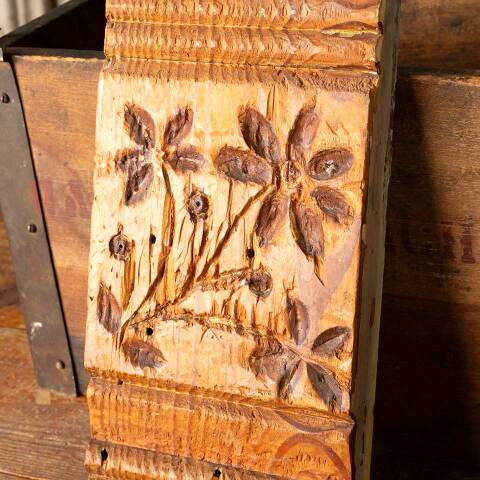 #49153 Antique Carved Wood Rosette Trim Block image 6