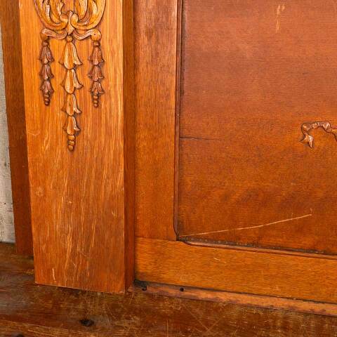 #49221 Salvaged Antique Oak Fireplace Overmantel image 7