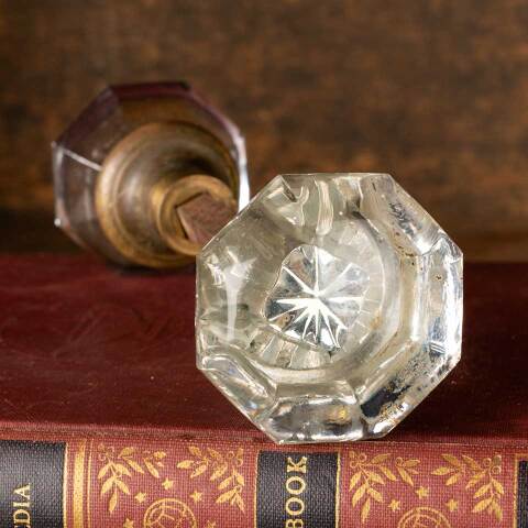 #49238 Antique Octagonal Petite Glass Doorknobs image 4