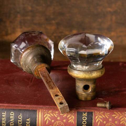 #49238 Antique Octagonal Petite Glass Doorknobs image 5