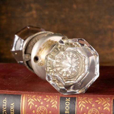 #49242 Antique Octagonal Petite Glass Doorknob Set image 5