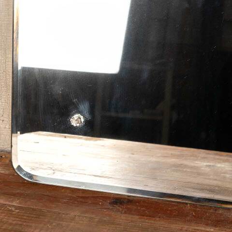 #49273 Antique Wood Pediment Beveled Glass Mirror image 3