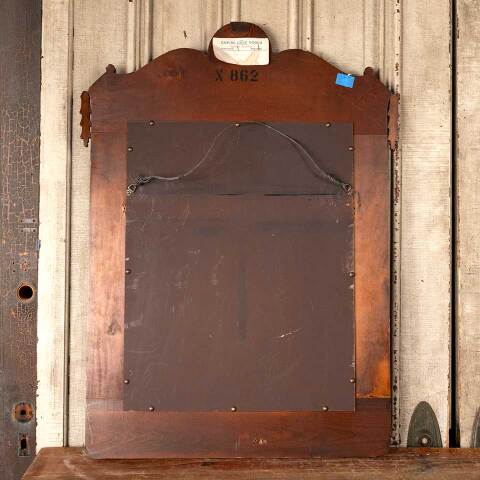 #49273 Antique Wood Pediment Beveled Glass Mirror image 7