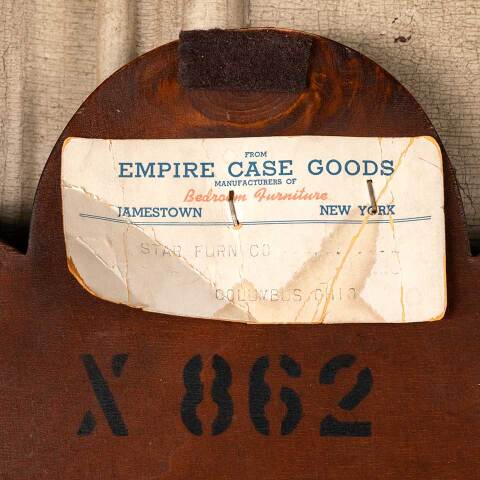 #49273 Antique Wood Pediment Beveled Glass Mirror image 8