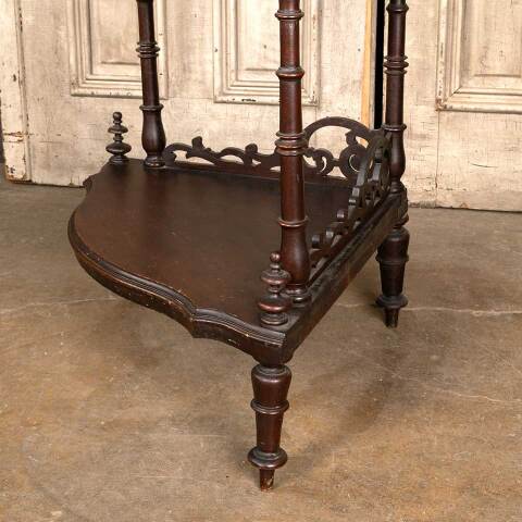 #49346 Antique Walnut Etagere Tiered Corner Shelf image 7