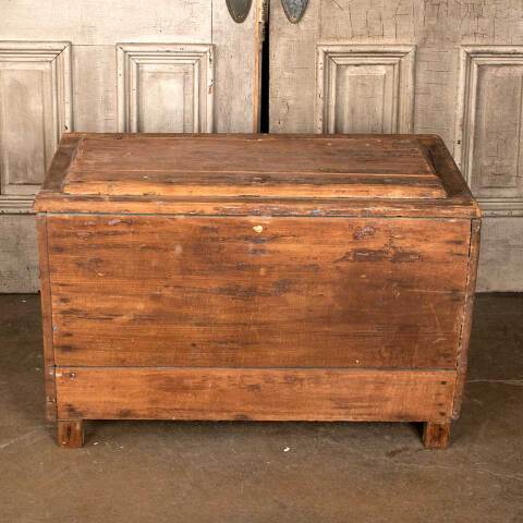 #49440 Antique Wood Storage Trunk w/ Hinged Lid image 2