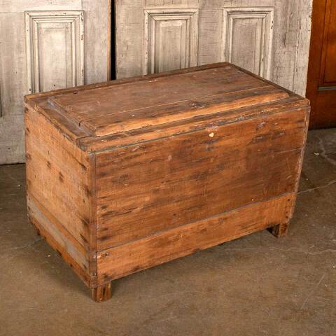 #49440 Antique Wood Storage Trunk w/ Hinged Lid image 5