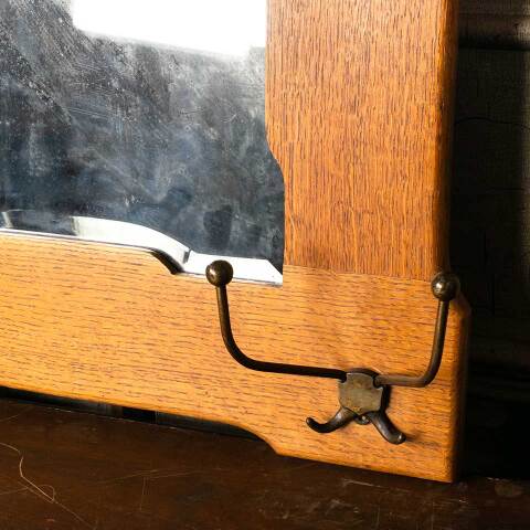 #49449 Antique Oak Framed Beveled Glass Mirror image 5