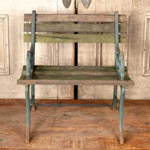 #49457 Small Vintage Wood & Metal Garden Bench image 2