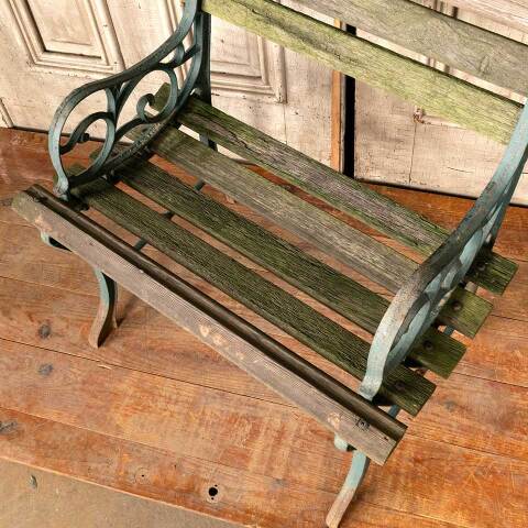 #49457 Small Vintage Wood & Metal Garden Bench image 3